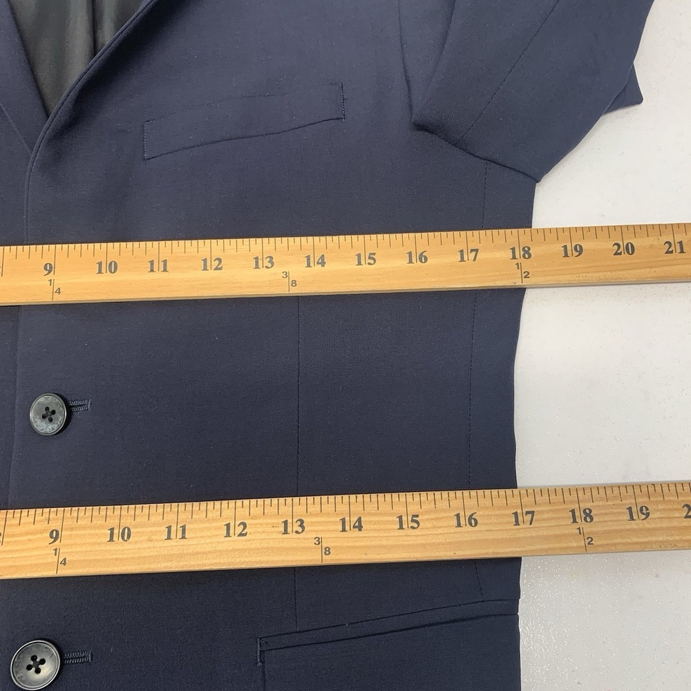 Theory Navy Blue Sport Coat Men 36 Short Blazer Jacket Wool Spandex  2 Button - Picture 9 of 12